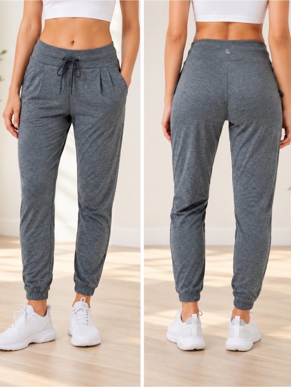 Lolë Jogger Pants Women's Medium Heather Gray Drawstring Lounge Athleisure